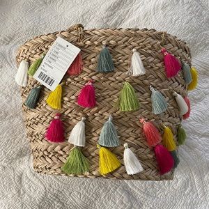 Anthropologie straw bag with tassels